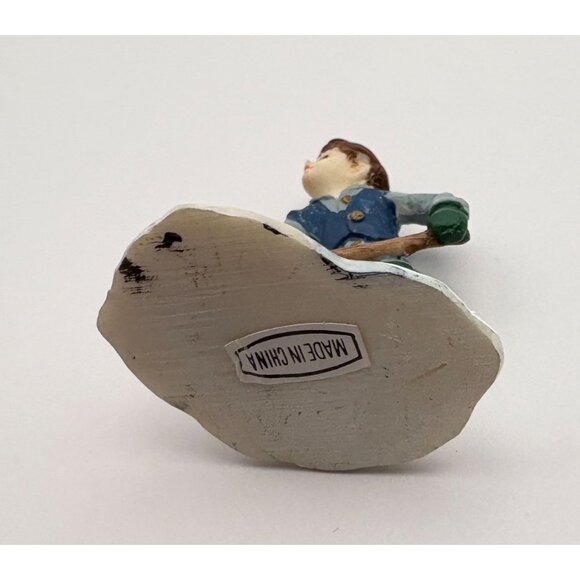 Vintage Christmas Village Figurine Boy Shoveling Snow Winter Scene - Picture 4 of 7